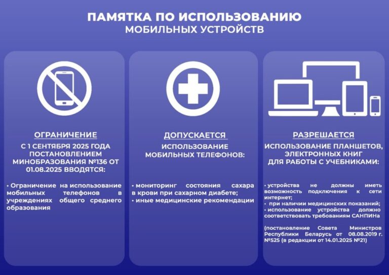 Памятка по использованию мобильных устройств в учреждениях образования